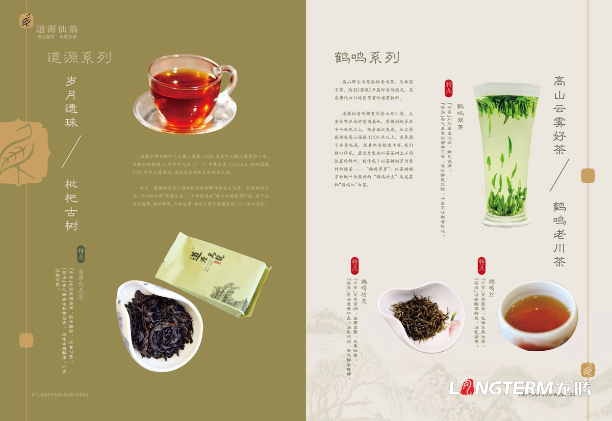 道源仙翁茶業產品宣傳手冊設計_成都市大邑縣茶葉產品宣傳畫冊設計公司